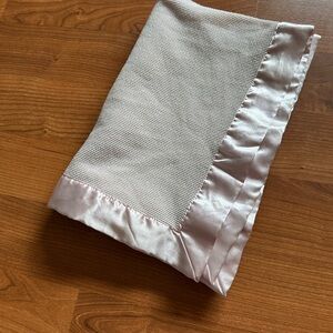 Vintage baby Morgan lookalike baby blanket thermal cotton waffle knit with satin